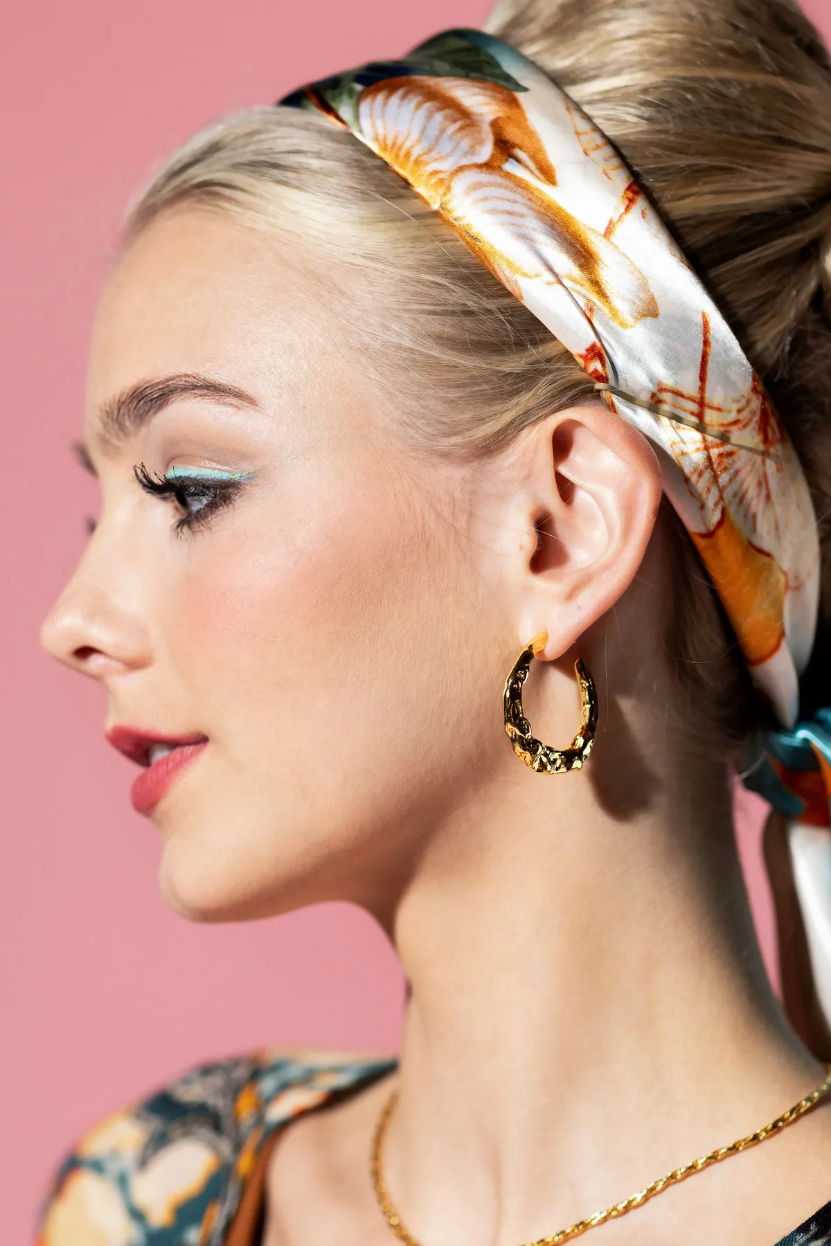 18k gold-plated Organic Texture Hoop Earrings
