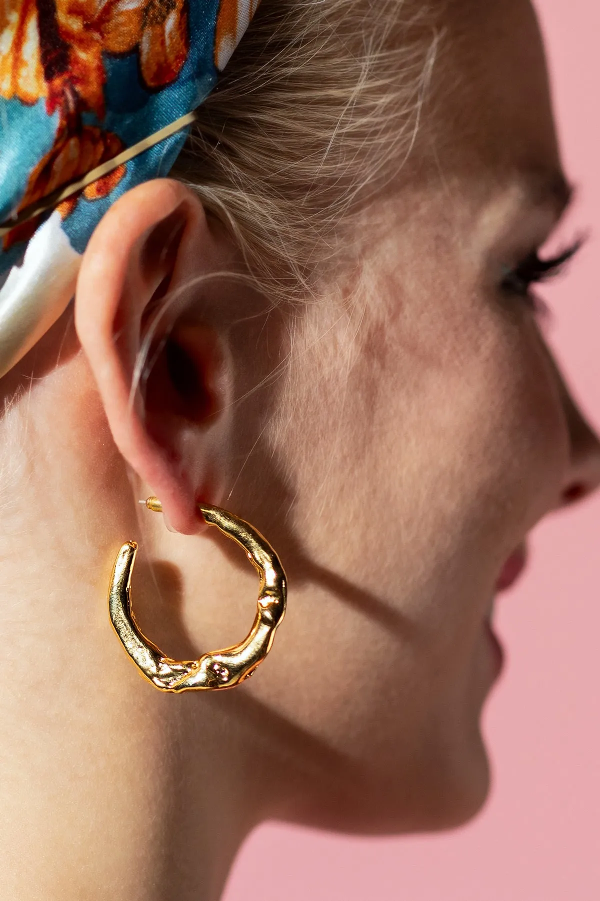18k gold-plated Organic Texture Hoop Earrings