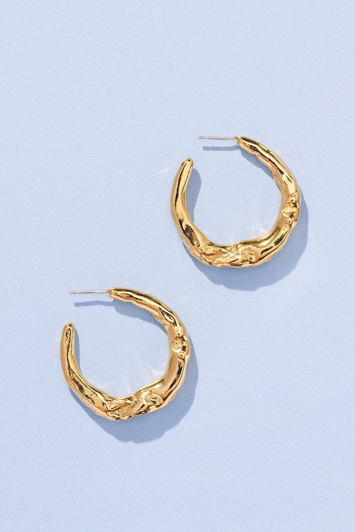 18k gold-plated Organic Texture Hoop Earrings