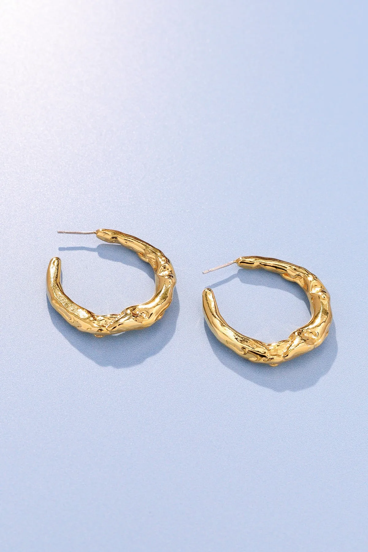 18k gold-plated Organic Texture Hoop Earrings