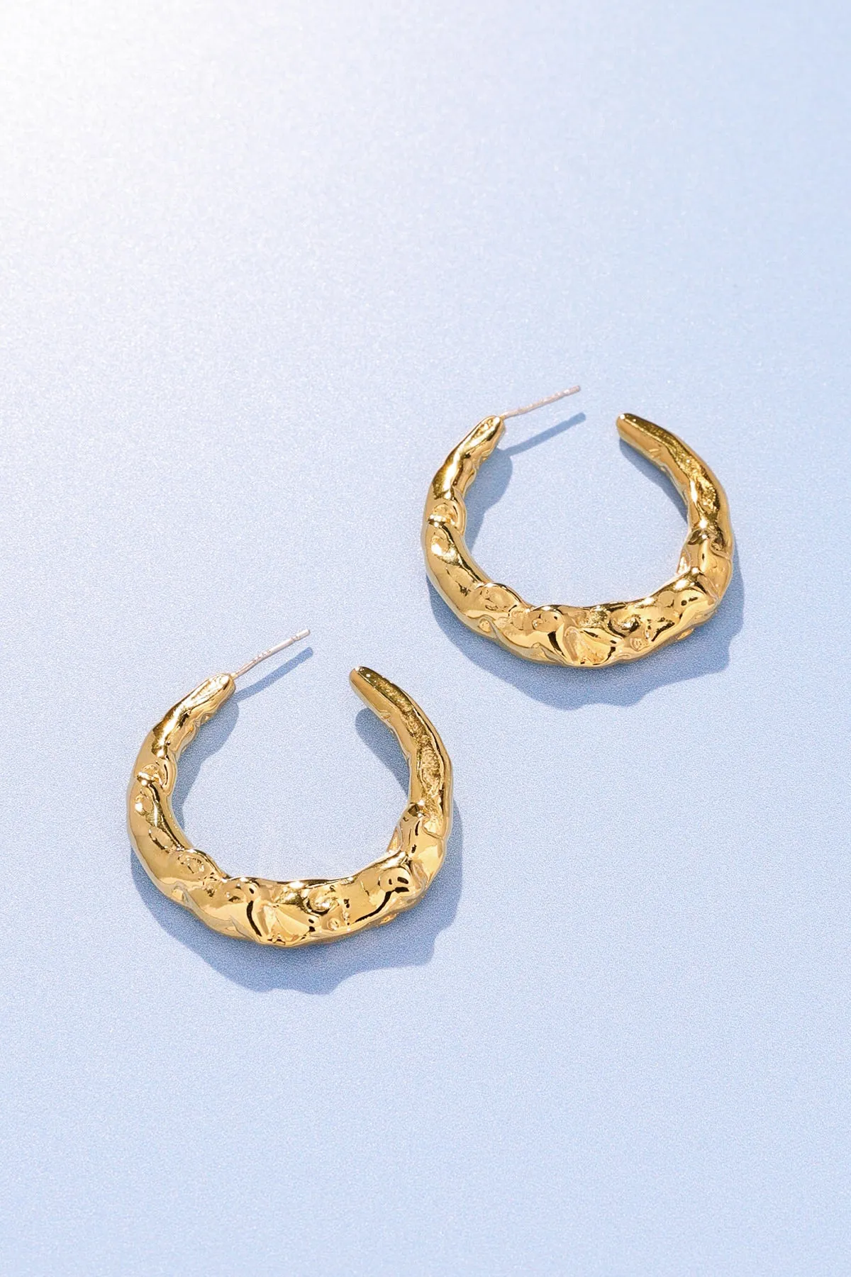 18k gold-plated Organic Texture Hoop Earrings