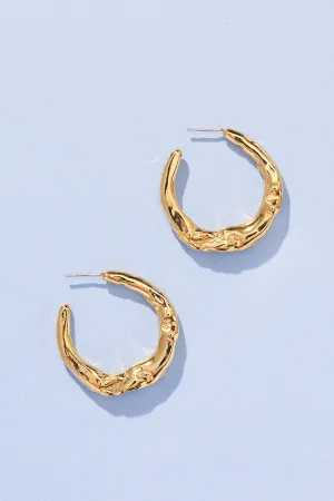18k gold-plated Organic Texture Hoop Earrings
