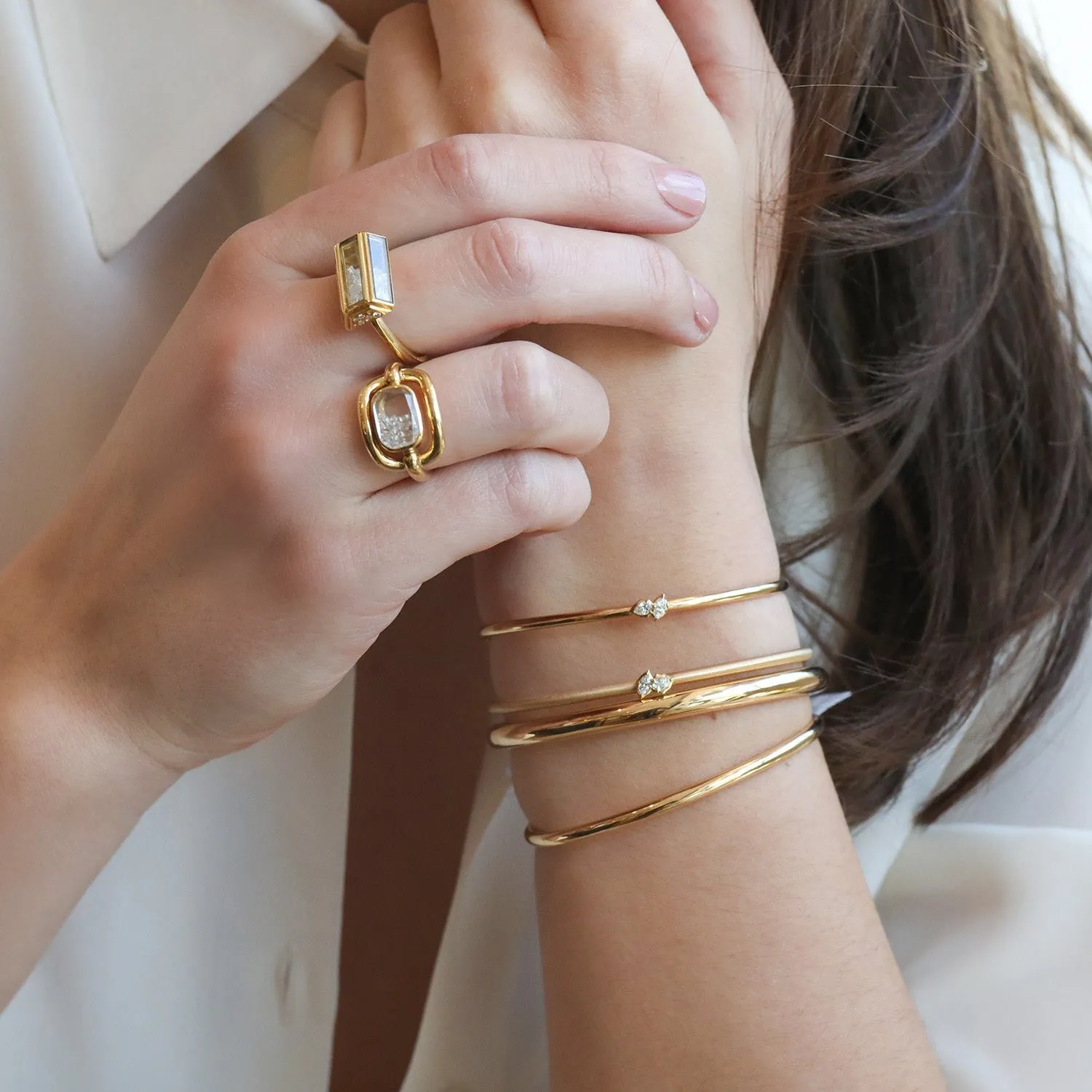 18K Gold "Bau" Pave "Shake" Diamond Ring