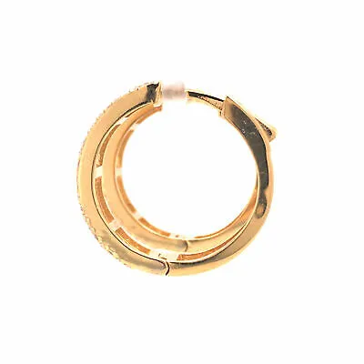 18K Round and Baguette Diamond Hoop Earrings Yellow Gold