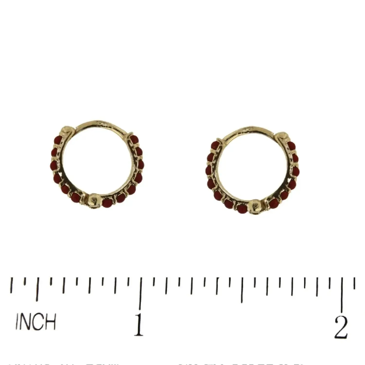18K Solid Yellow Gold Coral Hinge Huggies Earrings