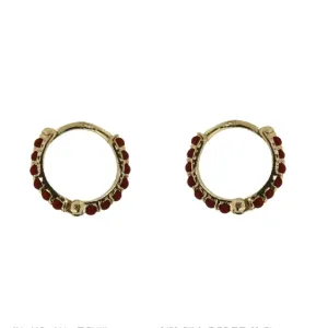 18K Solid Yellow Gold Coral Hinge Huggies Earrings