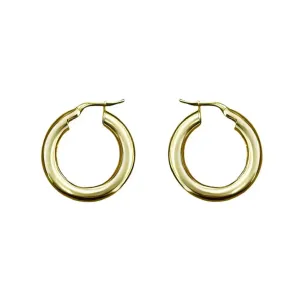 18k Solid Yellow Gold Polished Hoop Earrings 21 x3 mm