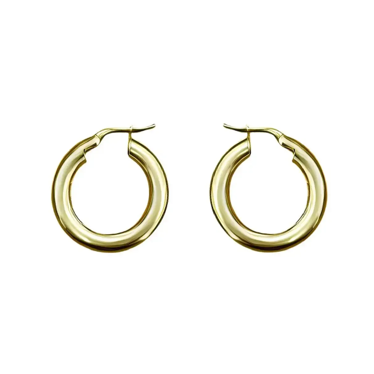 18k Solid Yellow Gold Polished Hoop Earrings 21 x3 mm