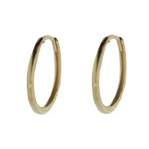 18K Solid Yellow Gold thin Hinged Hoop Huggie Earrings