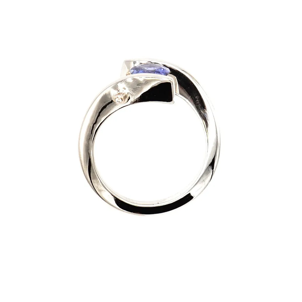 18K Two Tone Gold, Ceylon Blue Sapphire on Claude Thibaudeau Ring