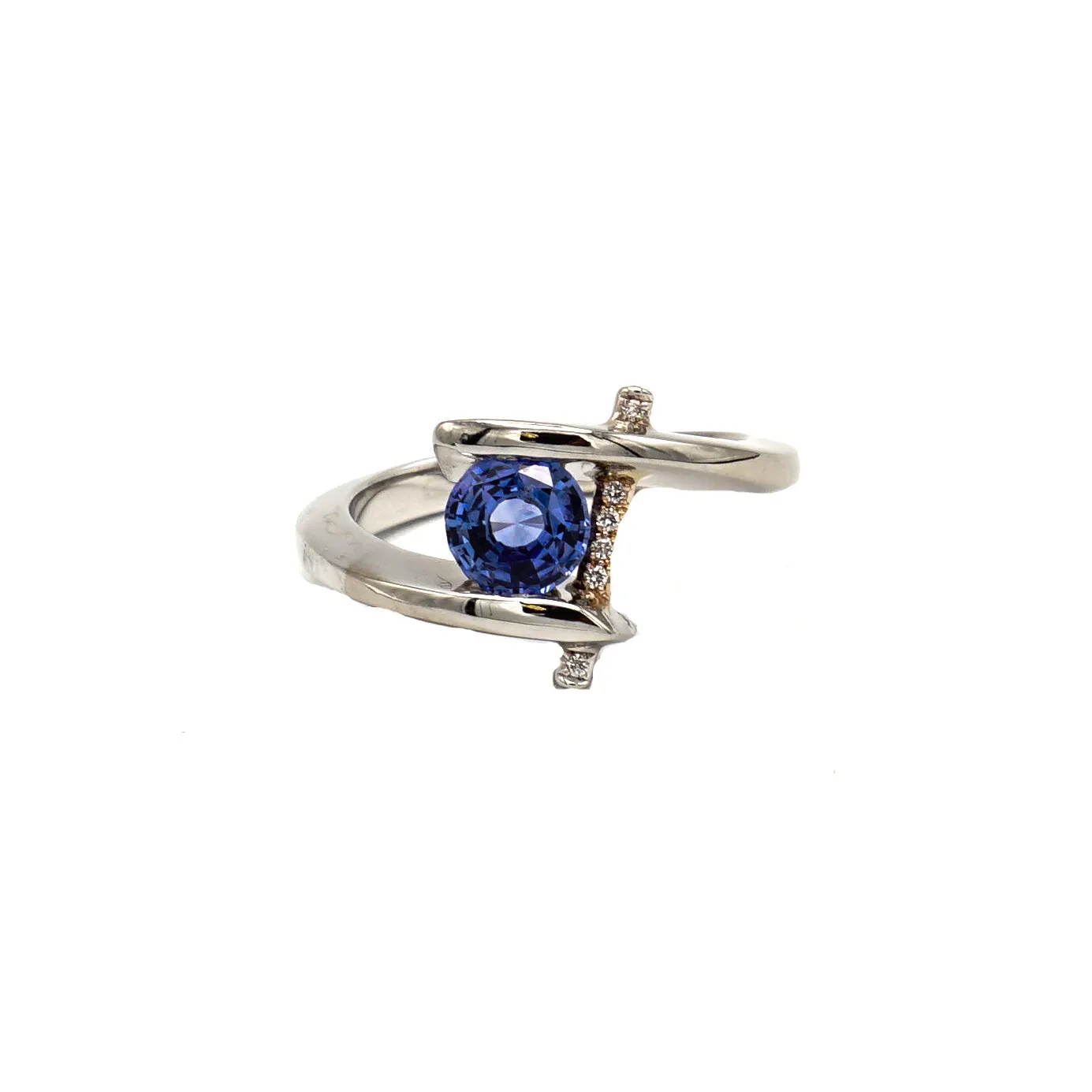 18K Two Tone Gold, Ceylon Blue Sapphire on Claude Thibaudeau Ring