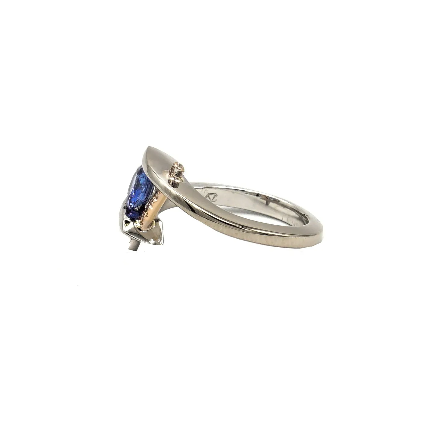 18K Two Tone Gold, Ceylon Blue Sapphire on Claude Thibaudeau Ring