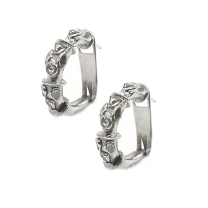18K White Gold Rose Cut Diamond Hoop Earrings