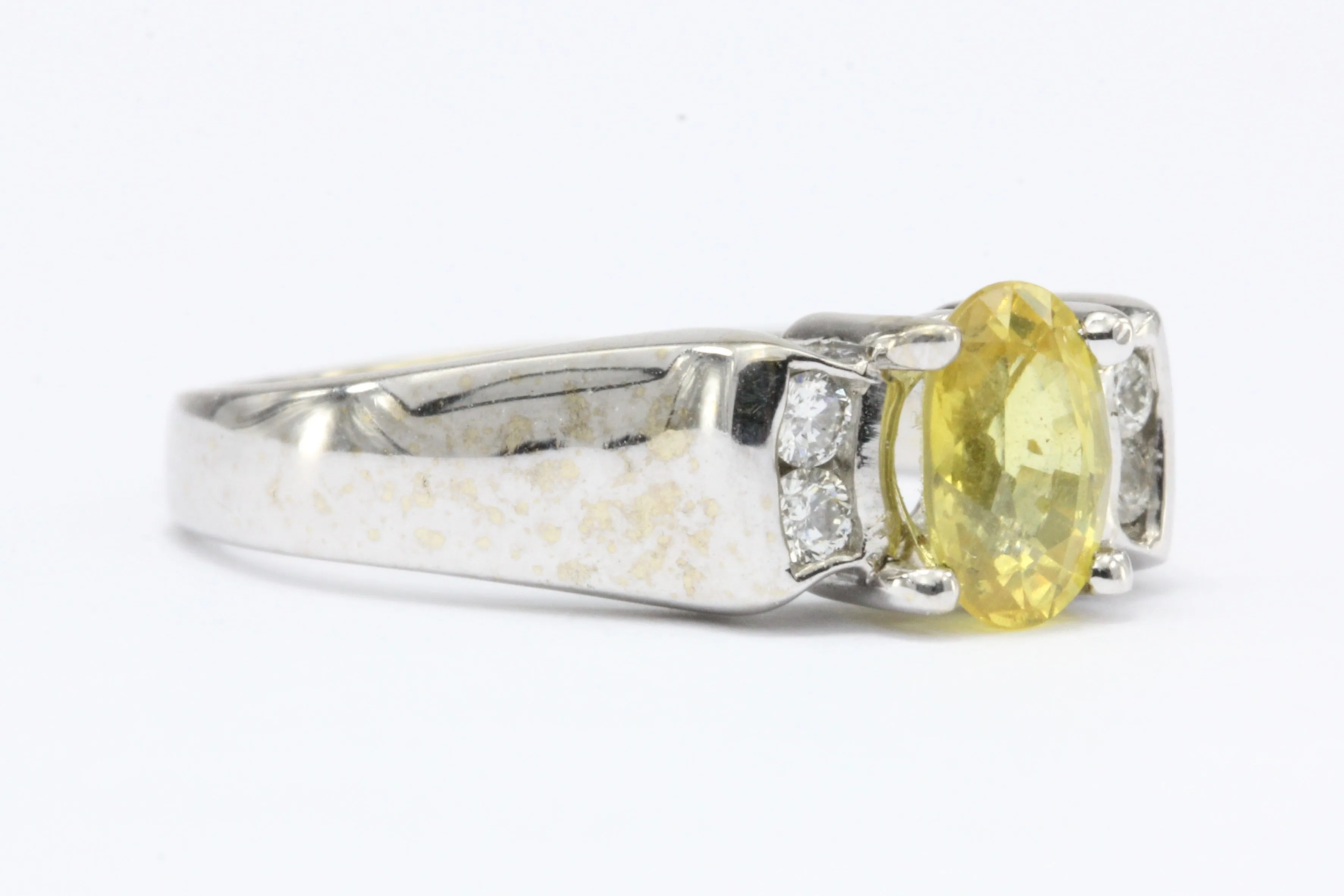 18K White Gold Yellow Sapphire & Diamond Ring