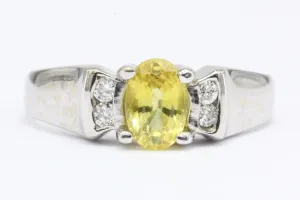 18K White Gold Yellow Sapphire & Diamond Ring