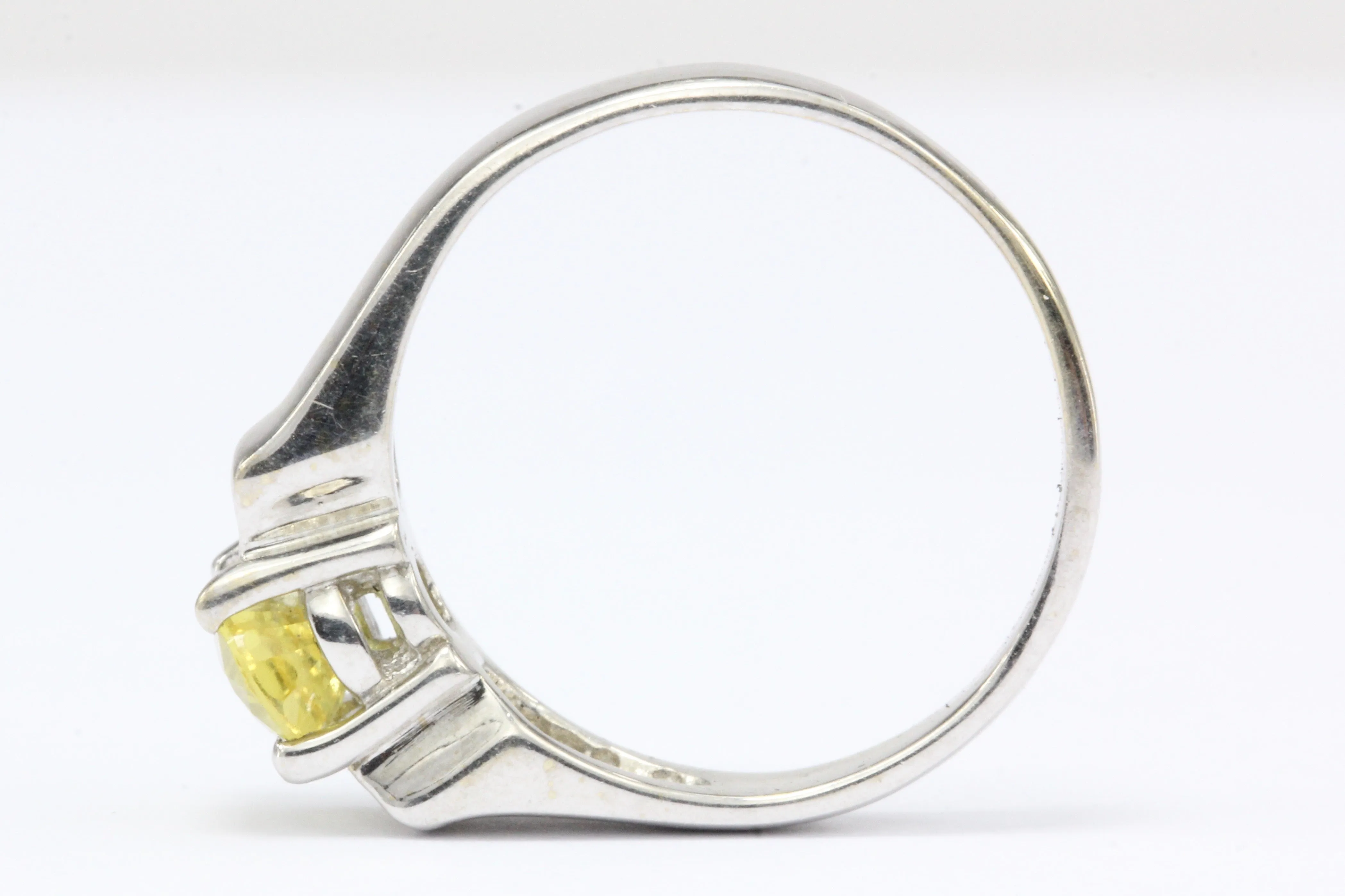 18K White Gold Yellow Sapphire & Diamond Ring