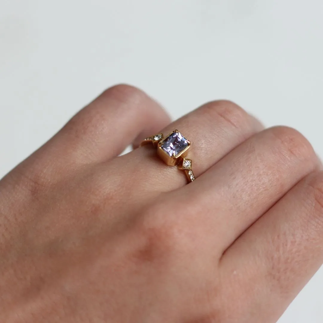 18k Yellow Cornflower Sapphire Engagement Ring with Accent Diamonds