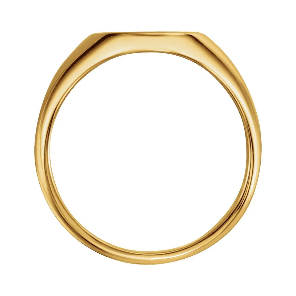 18k Yellow Gold 11x9.5mm Oval Signet Ring, Size 6
