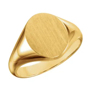 18k Yellow Gold 11x9.5mm Oval Signet Ring, Size 6