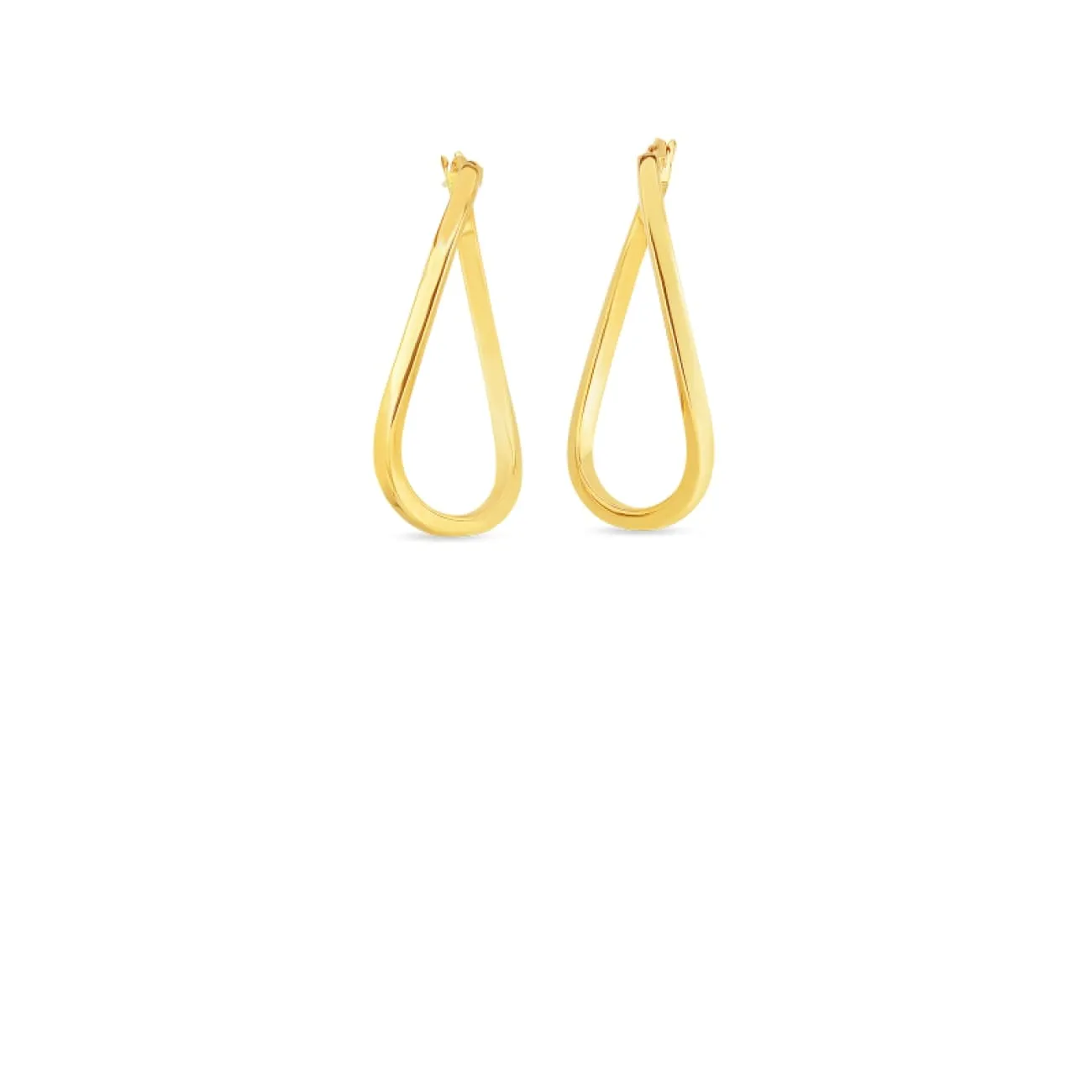 18KT GOLD TWIST OVAL HOOP EARRINGS