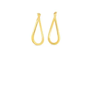 18KT GOLD TWIST OVAL HOOP EARRINGS