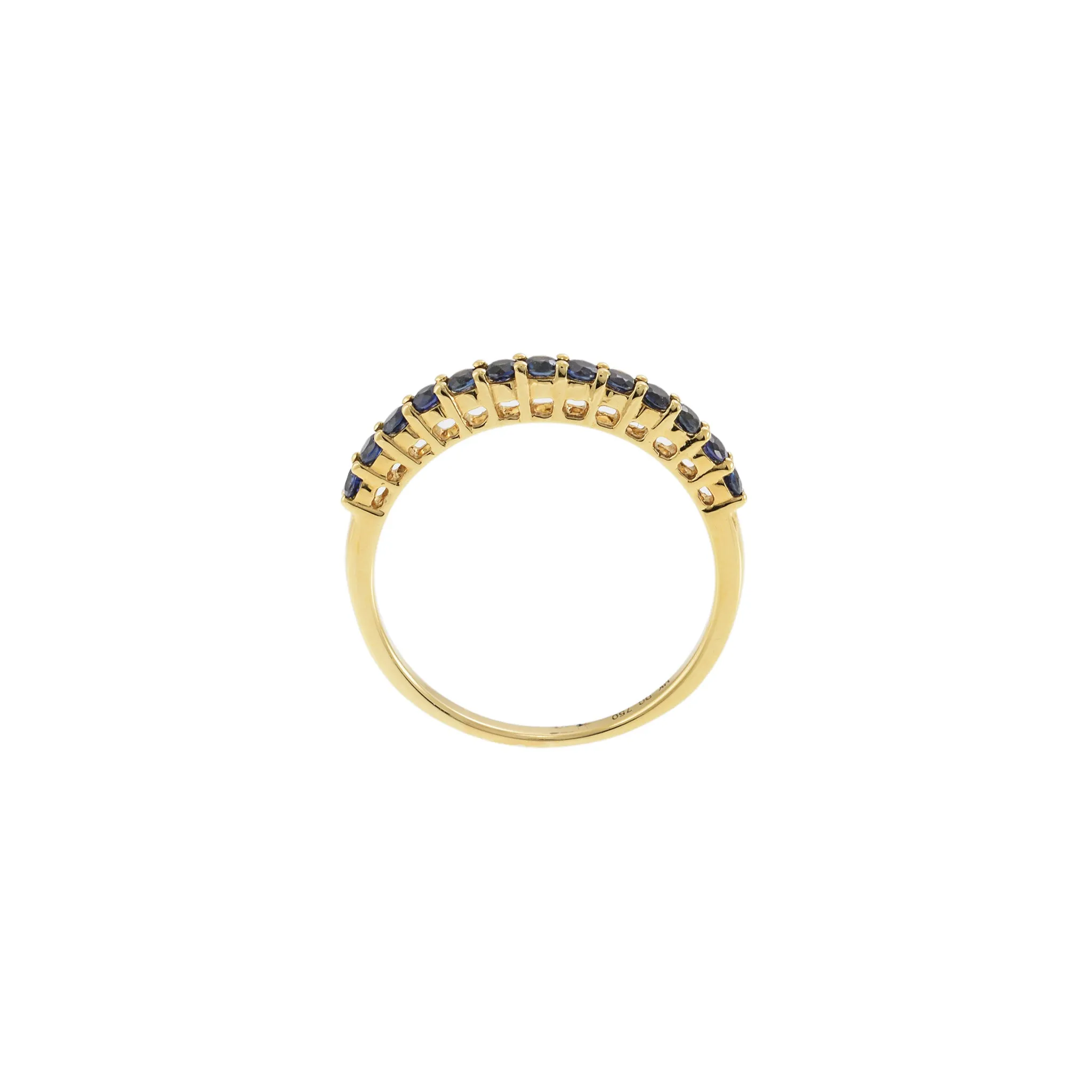 18KT Yellow Gold Round Cut Sapphire Band
