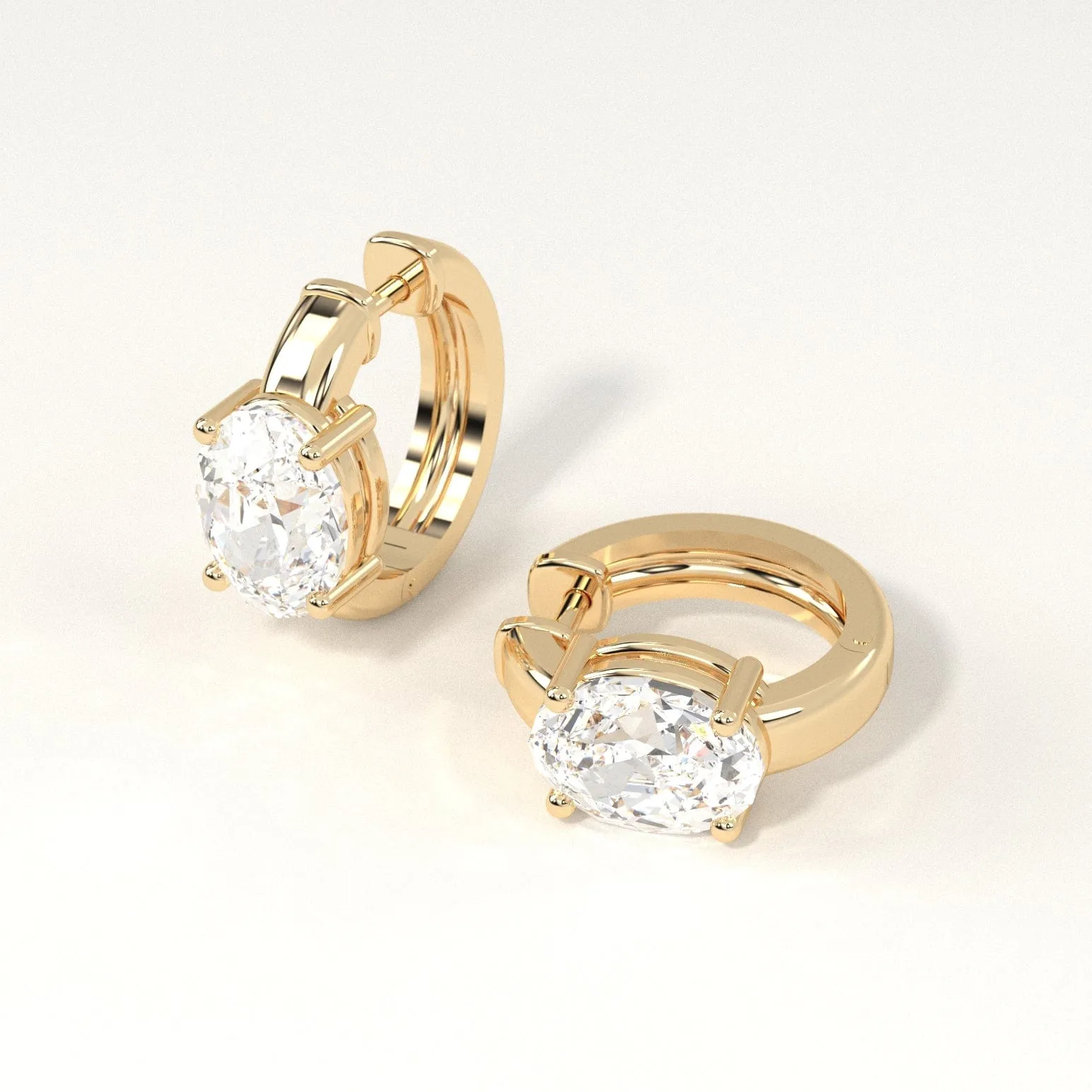 2 carat Oval Diamond Hoop Earrings