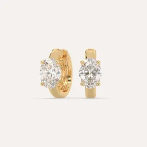 2 carat Oval Diamond Hoop Earrings