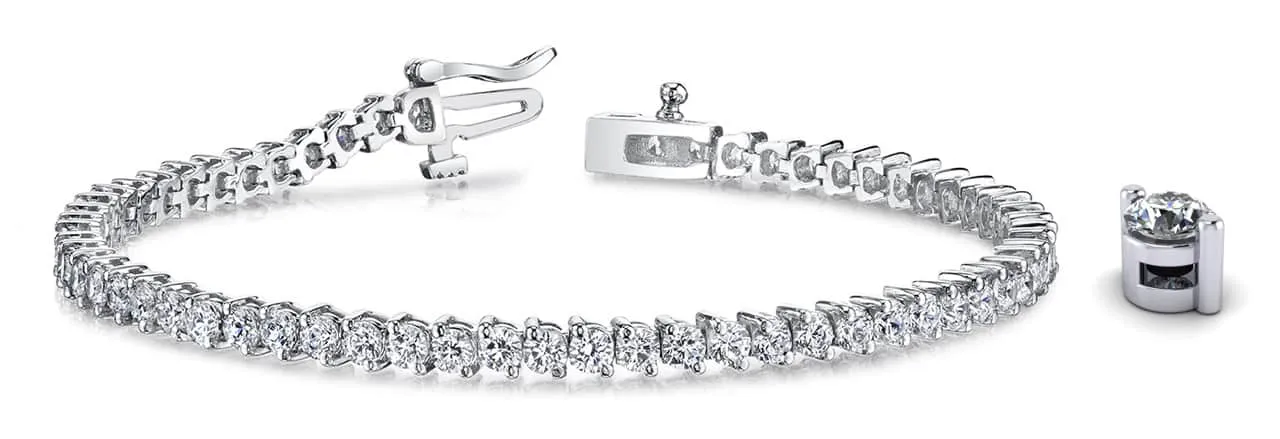 2 Prong Set Round Lab-Grown Diamond Tennis Bracelet with 4.14 ct.(finished) 2.5mm