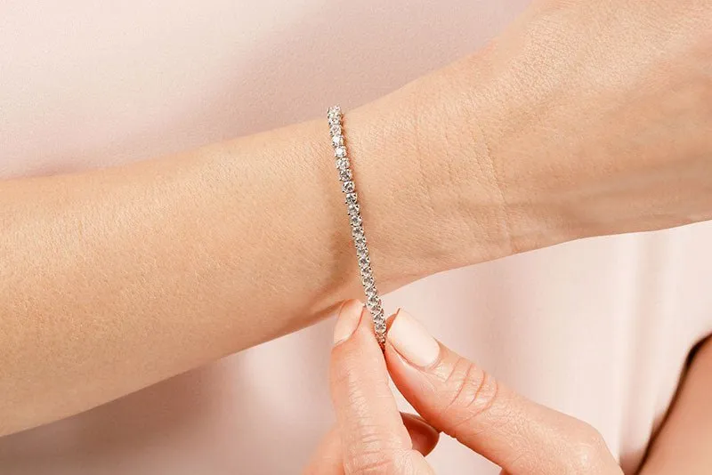2 Prong Set Round Lab-Grown Diamond Tennis Bracelet with 4.14 ct.(finished) 2.5mm