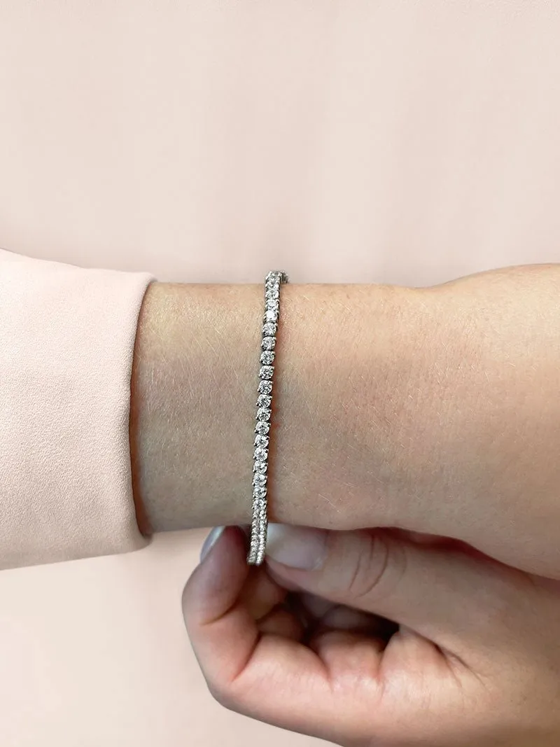 2 Prong Set Round Lab-Grown Diamond Tennis Bracelet with 4.14 ct.(finished) 2.5mm