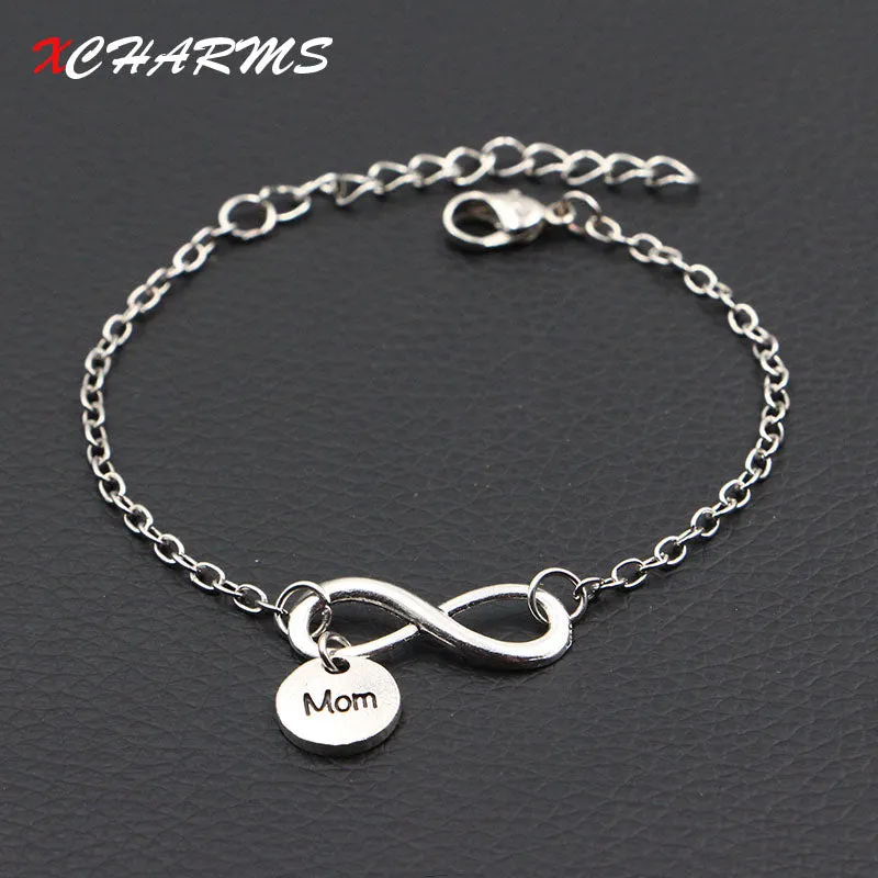 2018 New Personalized I Love My MOM Mother Infinity Bracelet Antique Silver DIY Handmade Bracelet Women Fashion Jewelry