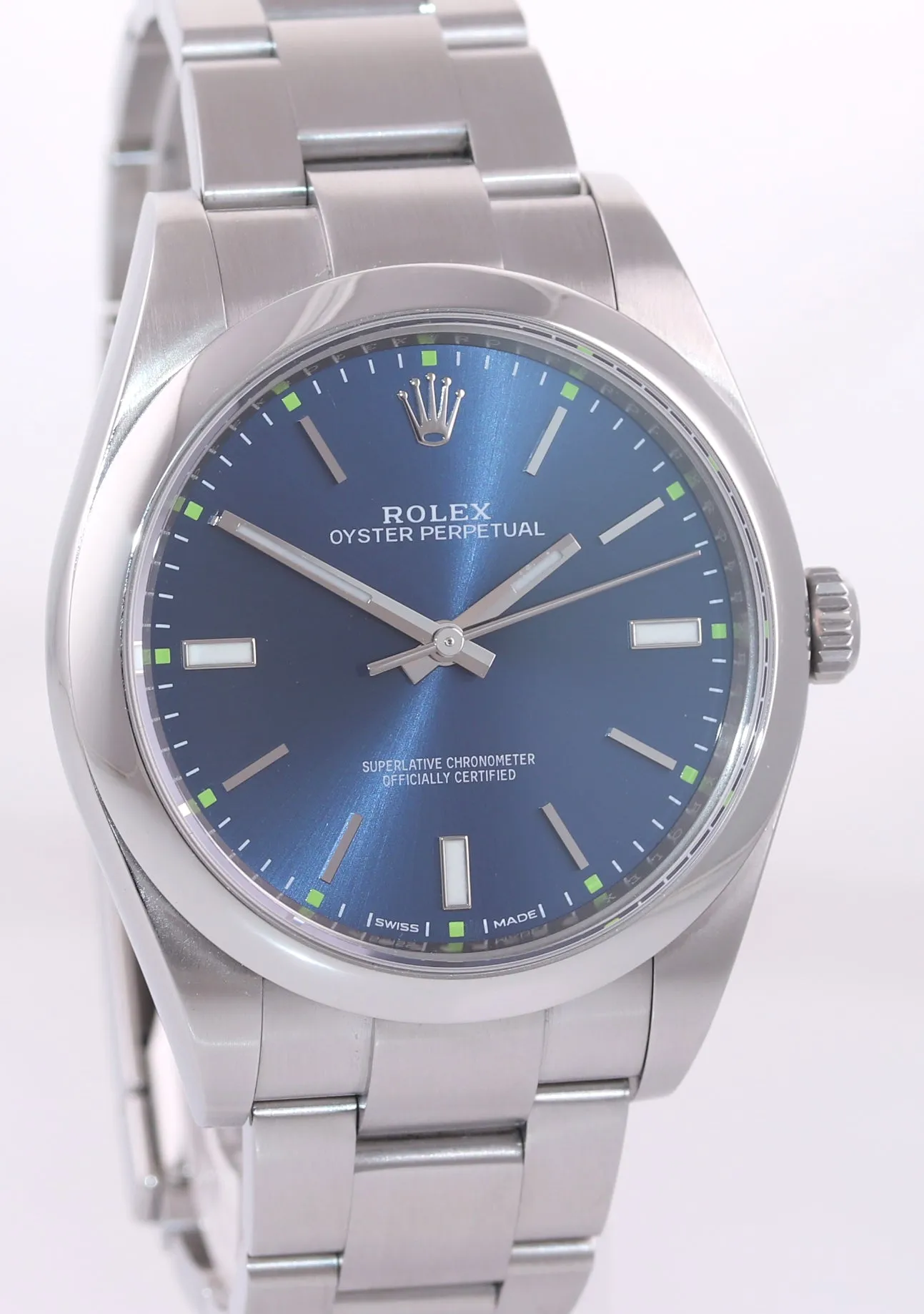 2018 PAPERS Rolex Oyster Perpetual Steel 39mm Blue Dial 114300 Watch Box