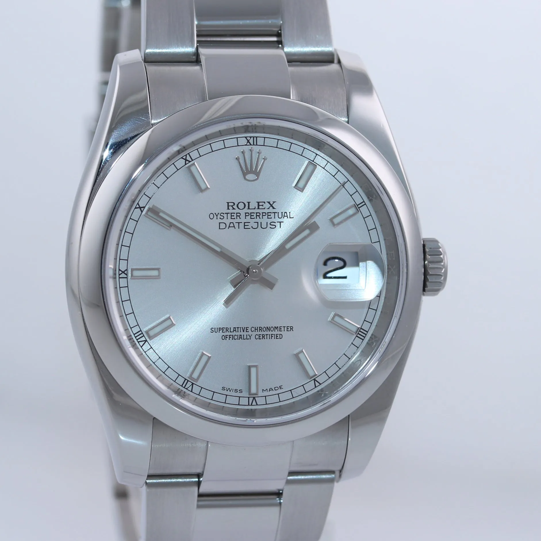 2019 NEW PAPERS Rolex DateJust Silver Stick 116200 36mm Oyster Steel Watch Box
