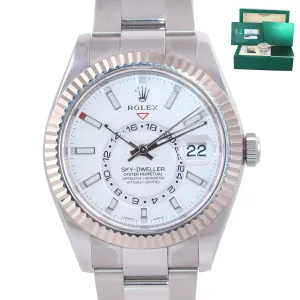 2020 NEW PAPERS Rolex Sky-Dweller Steel White Gold Silver 42mm Watch 326934 Box