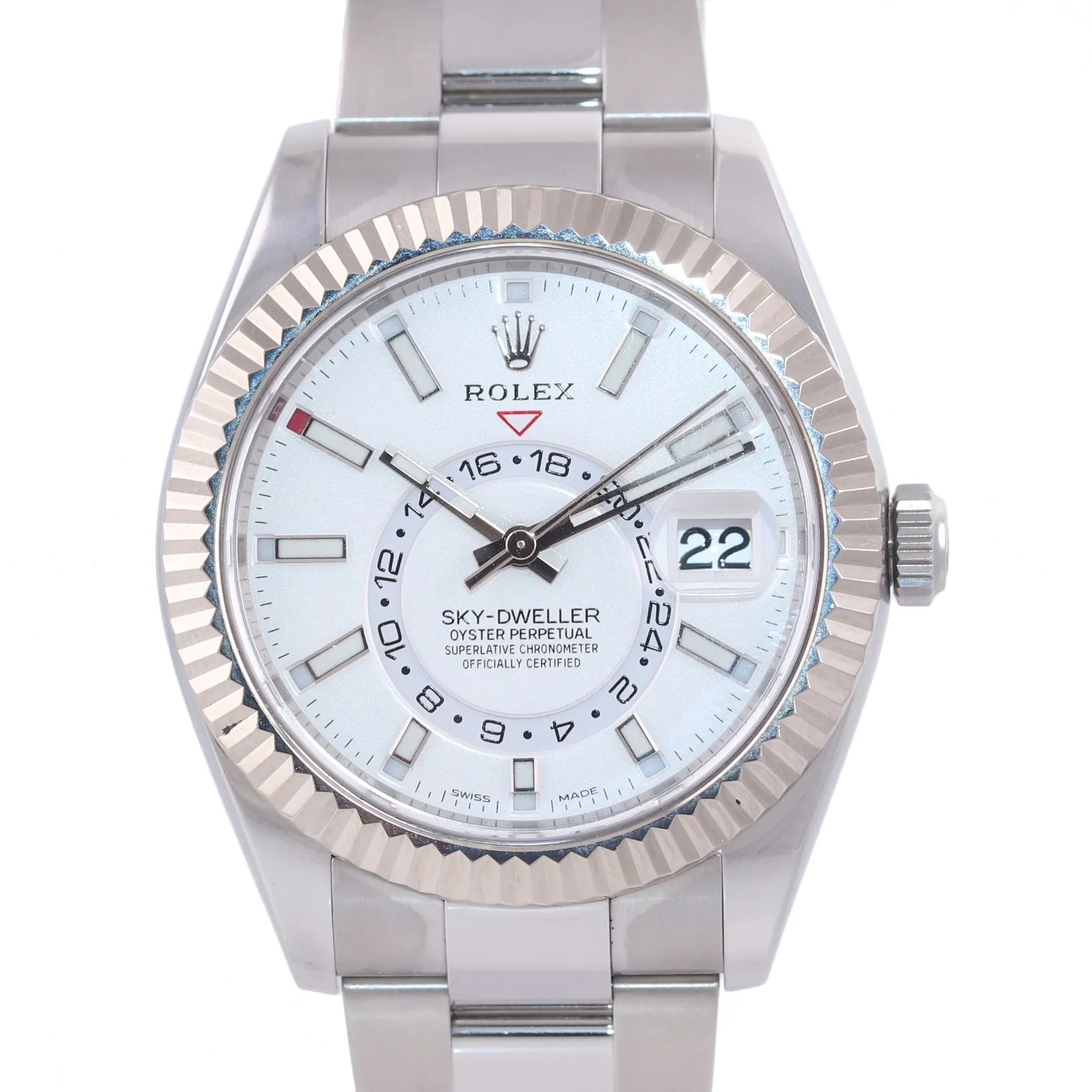 2020 NEW PAPERS Rolex Sky-Dweller Steel White Gold Silver 42mm Watch 326934 Box