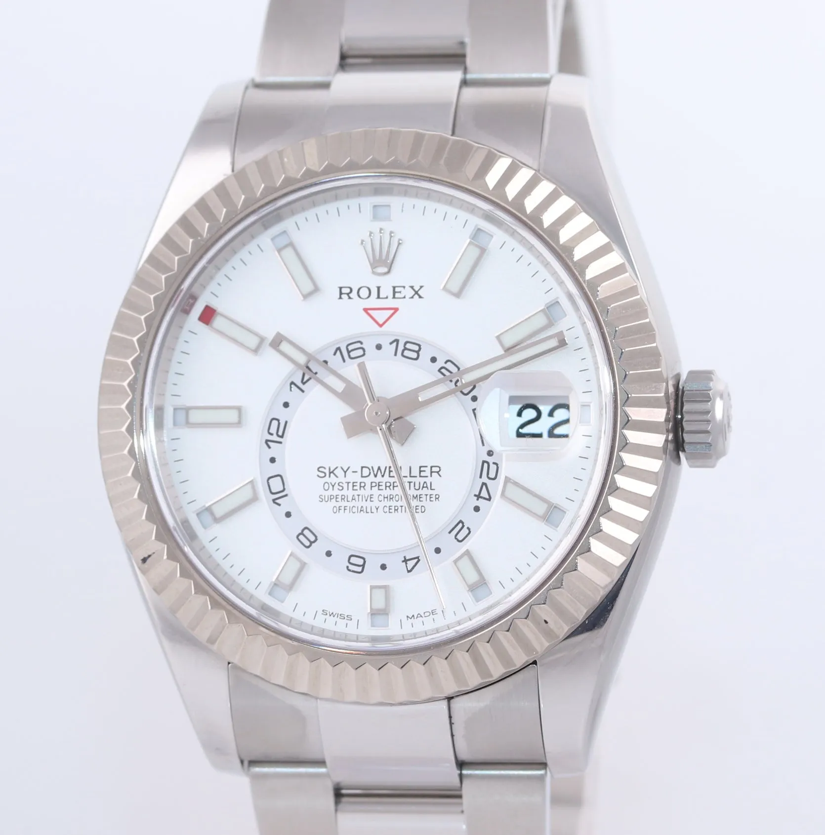 2020 NEW PAPERS Rolex Sky-Dweller Steel White Gold Silver 42mm Watch 326934 Box
