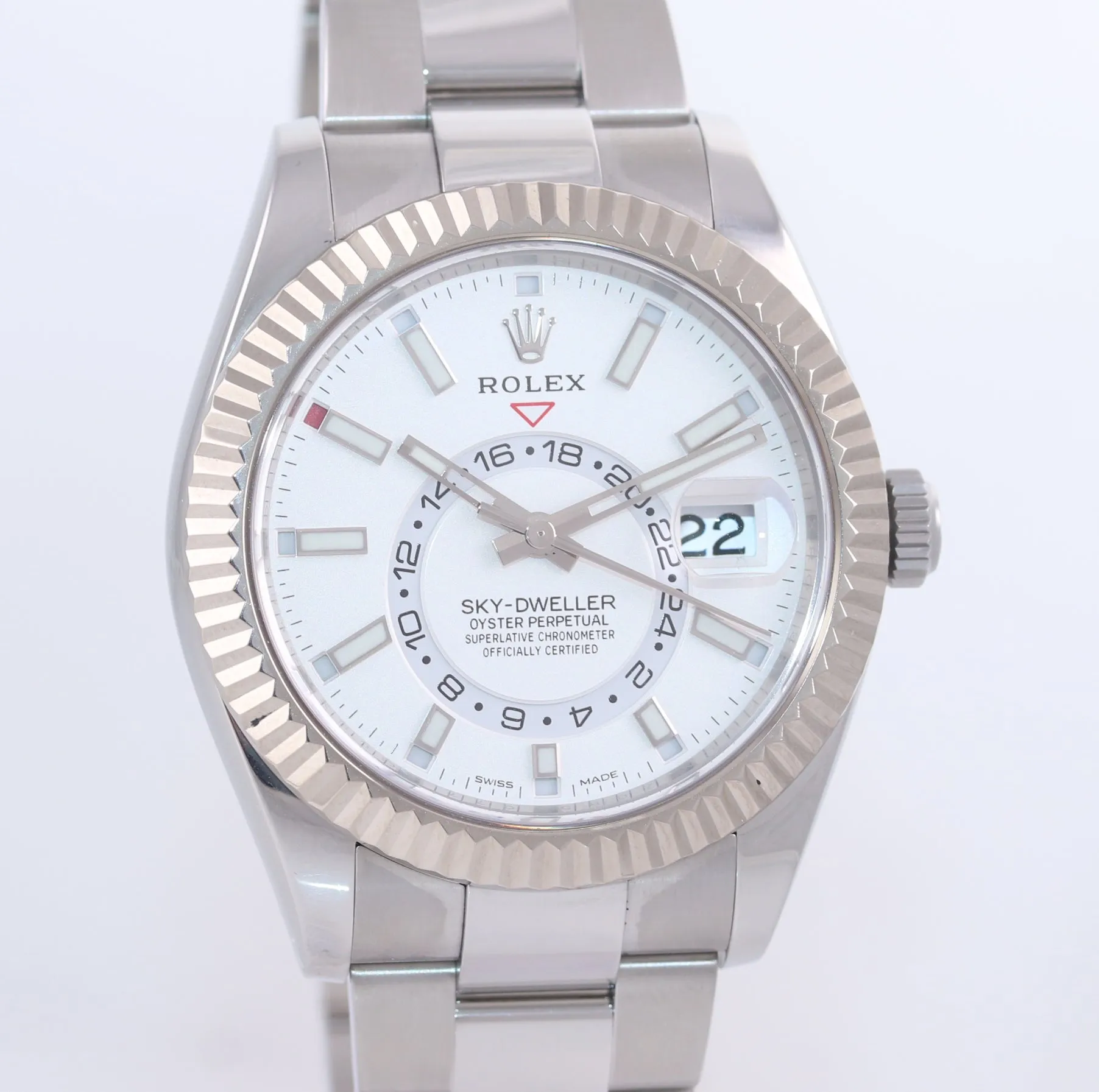 2020 NEW PAPERS Rolex Sky-Dweller Steel White Gold Silver 42mm Watch 326934 Box