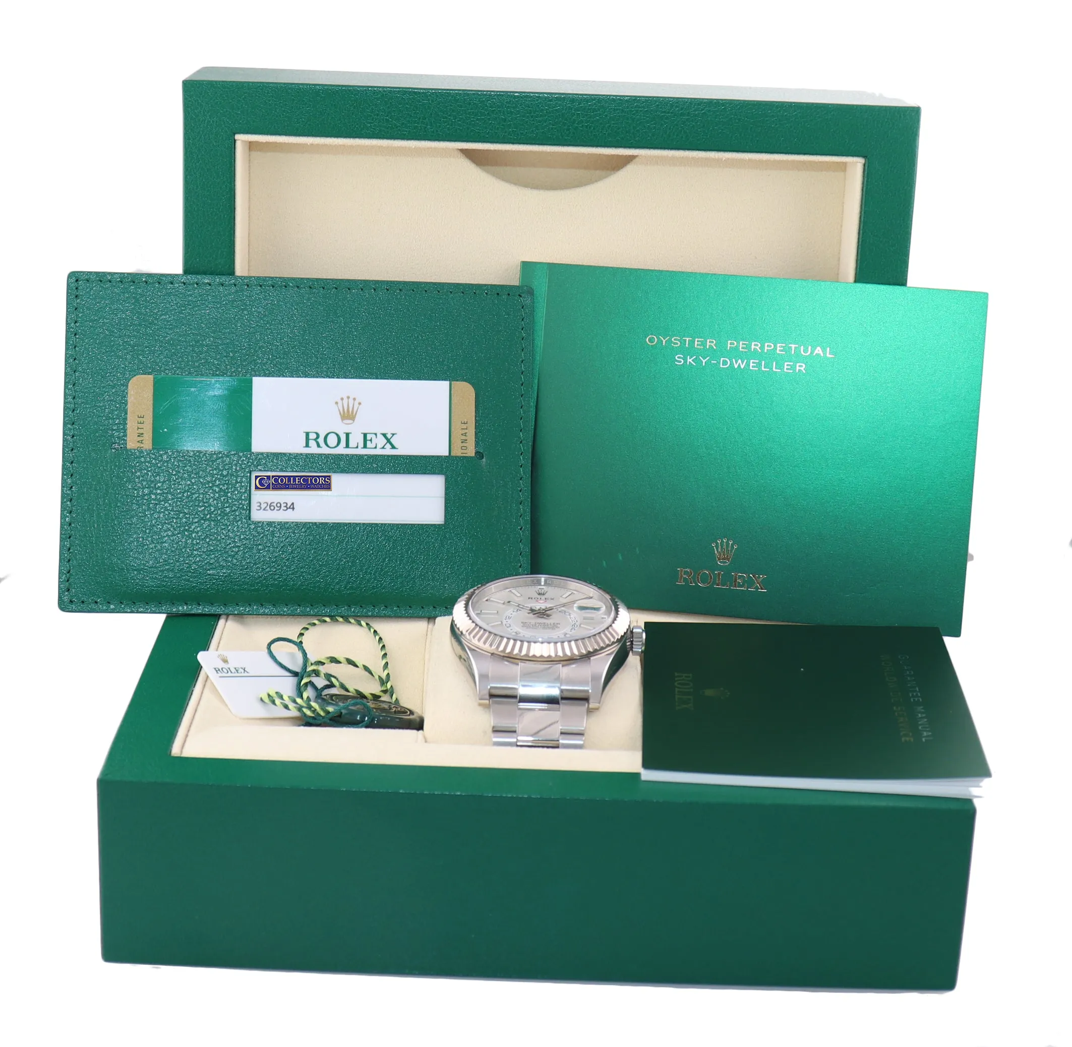 2020 NEW PAPERS Rolex Sky-Dweller Steel White Gold Silver 42mm Watch 326934 Box