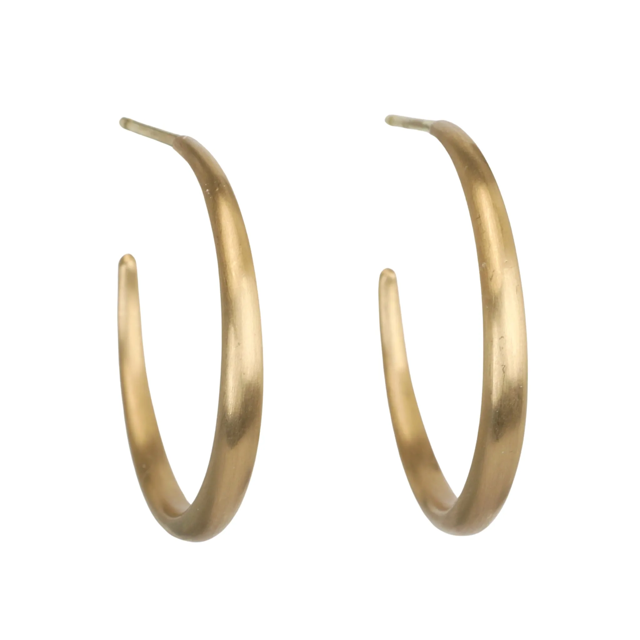 20K Gold Handmade Rounded Tapered Hoop Earrings