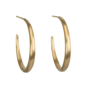20K Gold Handmade Rounded Tapered Hoop Earrings