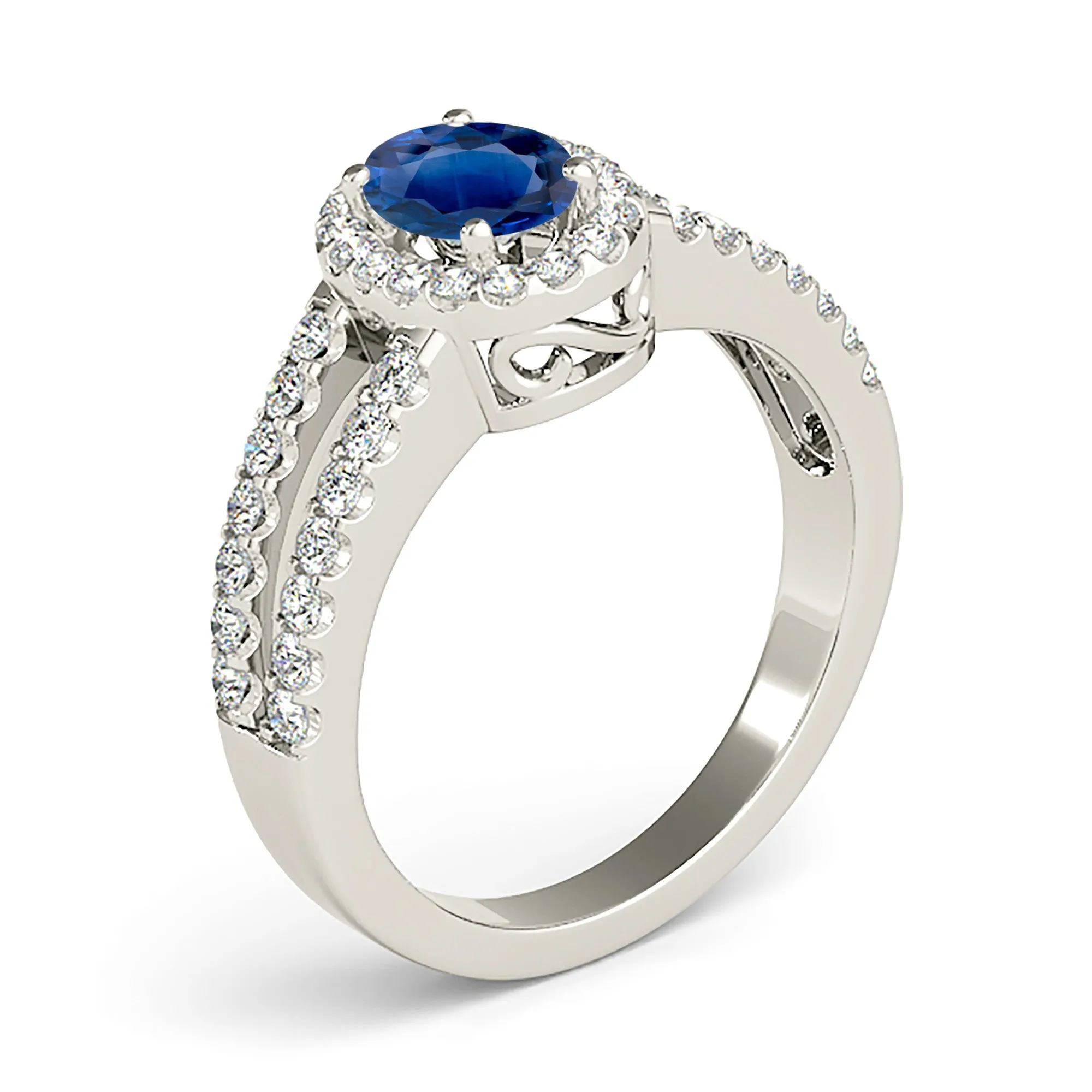 2.10 ct. Genuine Blue Oval Sapphire Ring Halo Style