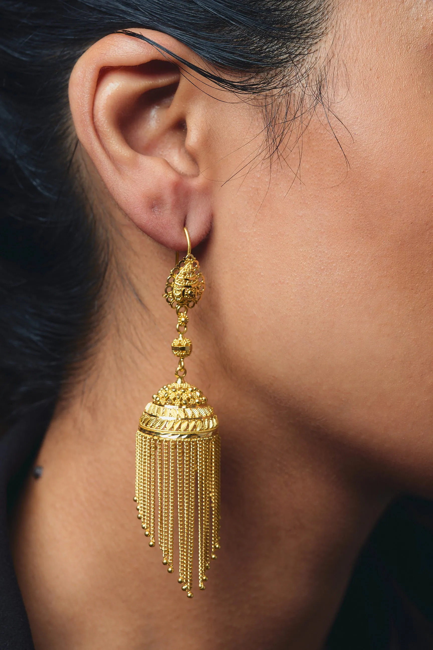 22K YELLOW GOLD MAJESTIC CHANDELIER EARRINGS