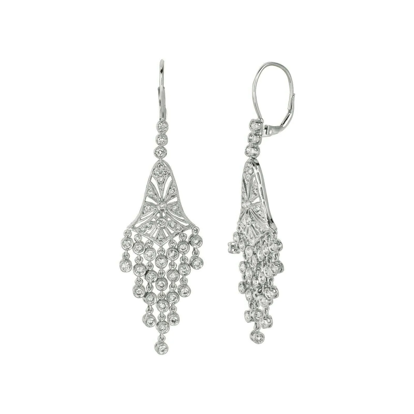 2.30 Ct Natural Diamond Chandelier Earrings G SI 14K White Gold