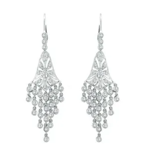 2.30 Ct Natural Diamond Chandelier Earrings G SI 14K White Gold