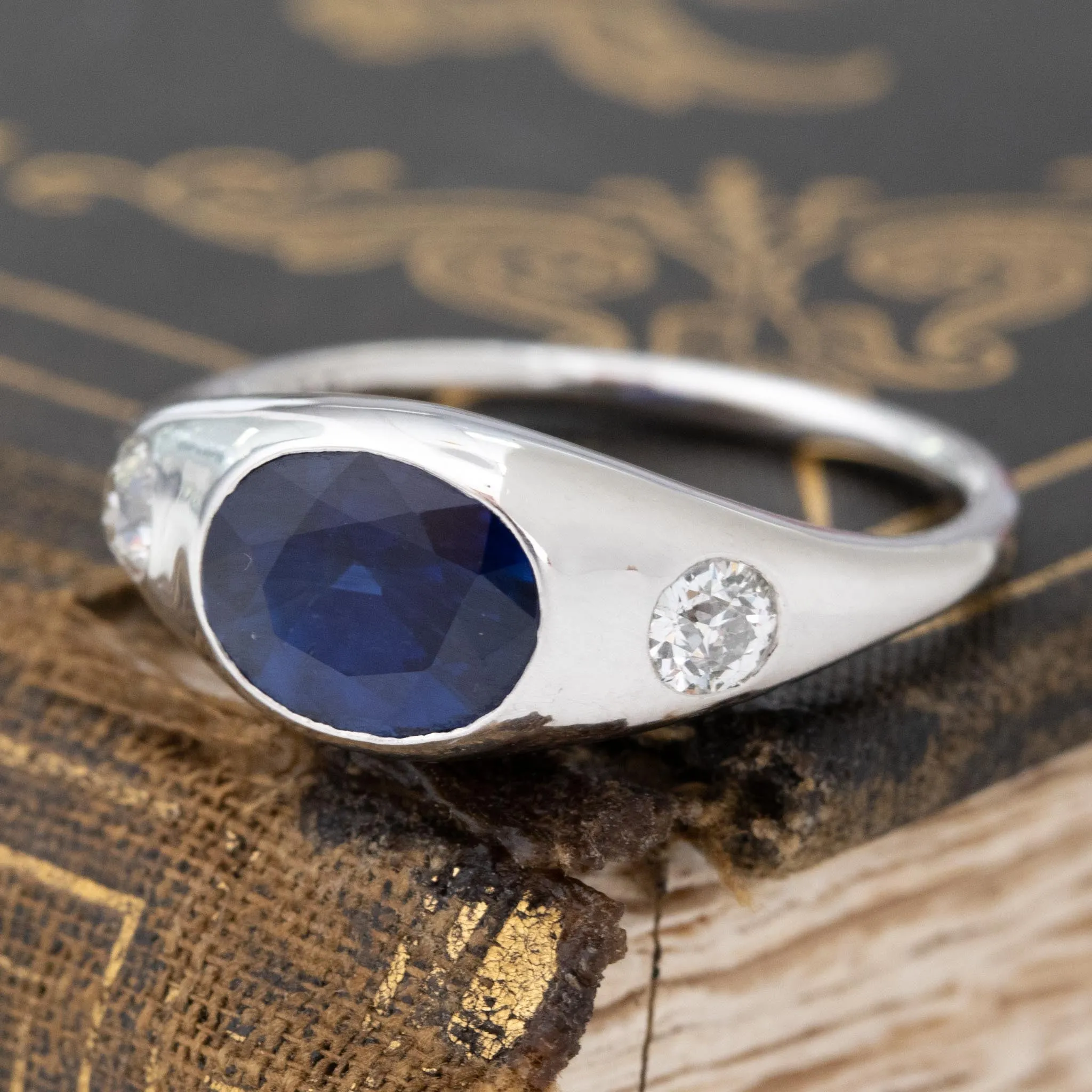 2.81ct Diamond & Sapphire Trilogy Ring
