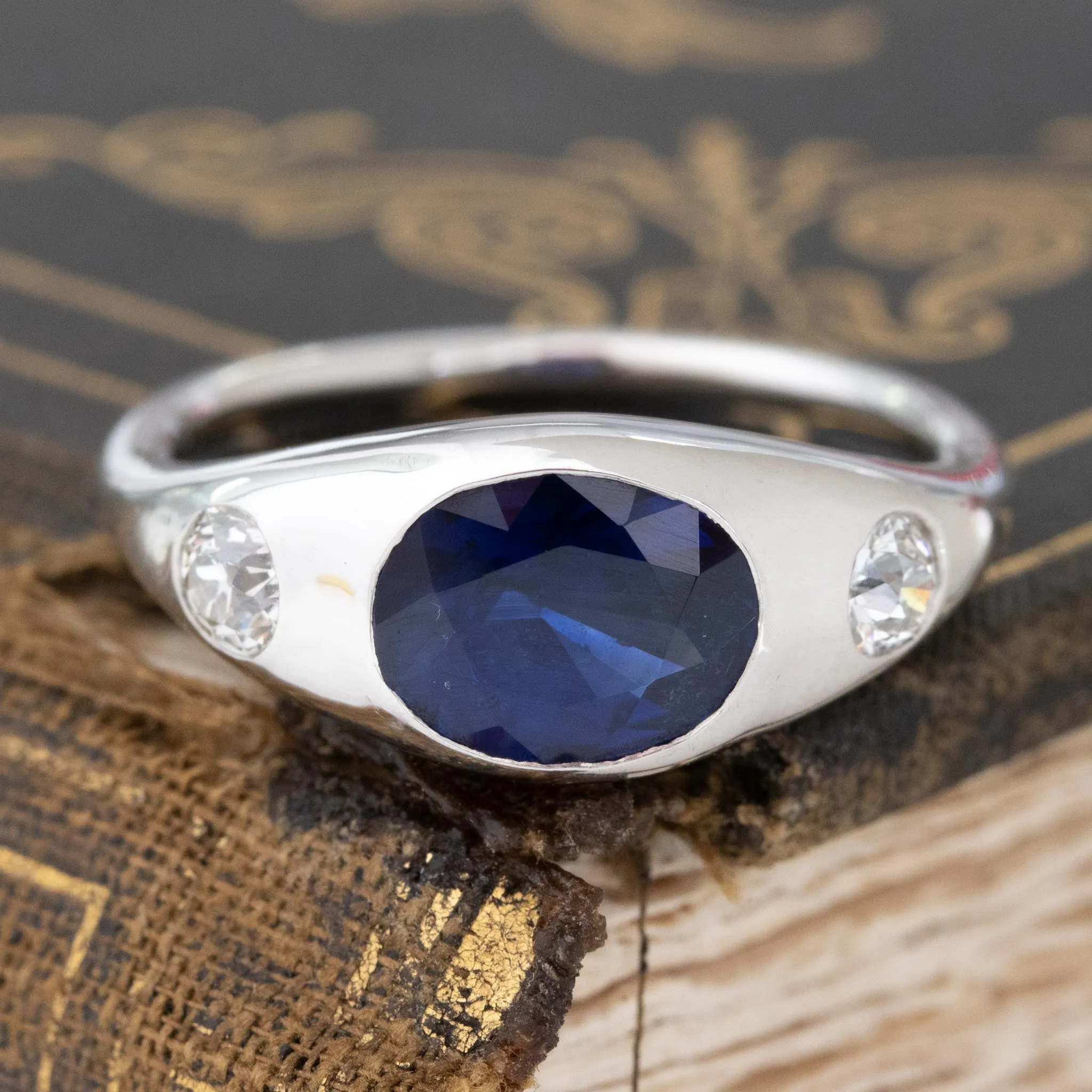 2.81ct Diamond & Sapphire Trilogy Ring