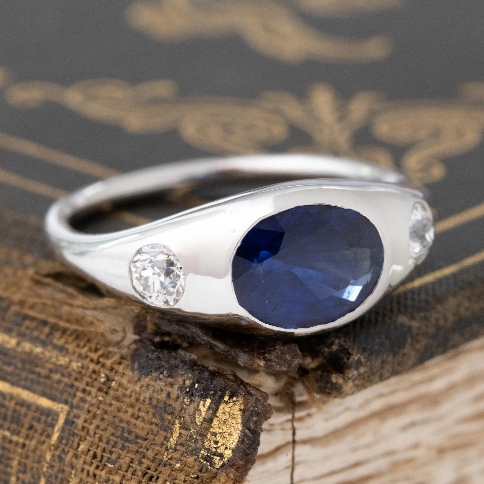 2.81ct Diamond & Sapphire Trilogy Ring