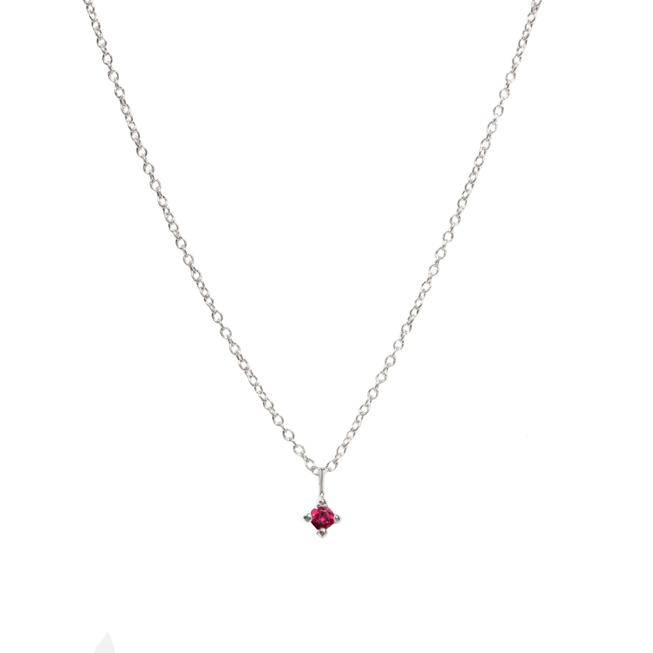 2mm Colored Stone Pendant Necklace