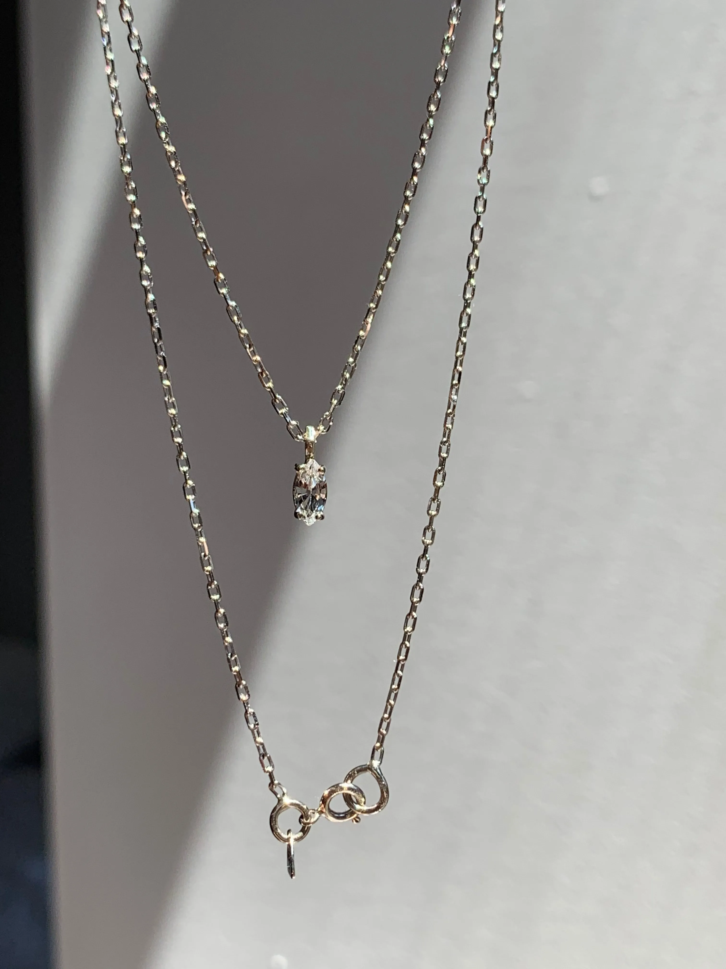 .3 Carat White Sapphire Marquise cut gem necklace